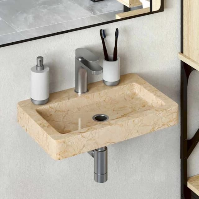 VIDAXL Sink Cream 38x24x6.5cm Marble Vidaxl 8720286300978