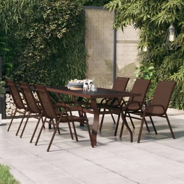 VIDAXL Garden Table Brown and Black 180x80x70cm Steel and Glass Vidaxl 8720286849996