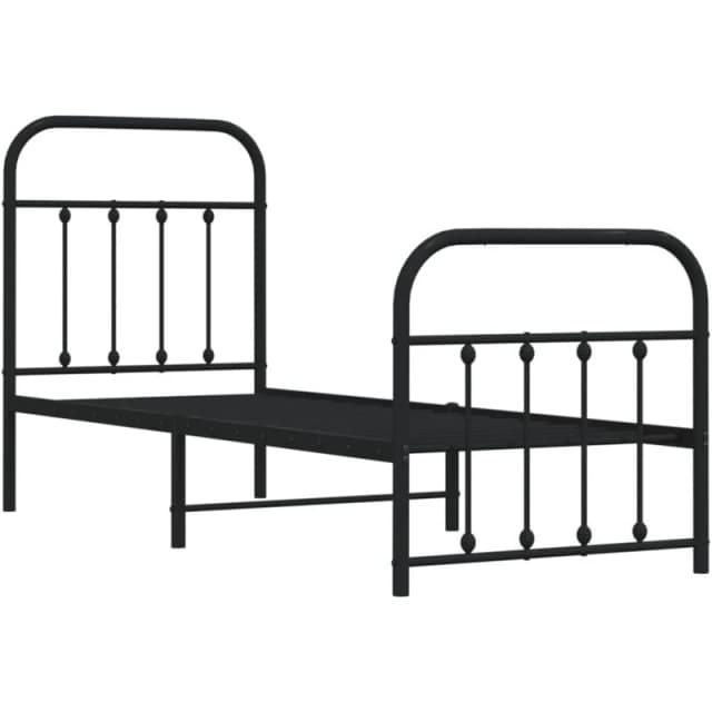 VIDAXL Metal Bed Frame without Mattress with Footboard Black 75x190cm Vidaxl 352586