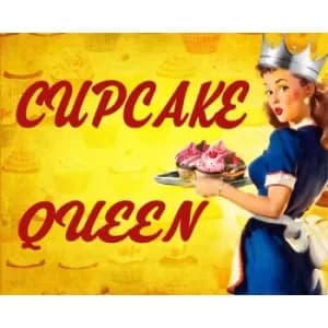 Vintage Metal Sign Pin Up Girl Cupcake Queen
