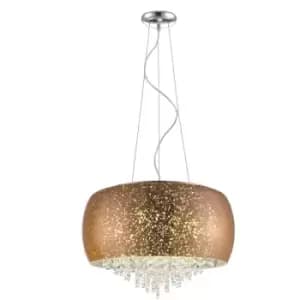 Impex Luna 5 Light Copper Crystal Pendant Ceiling Light