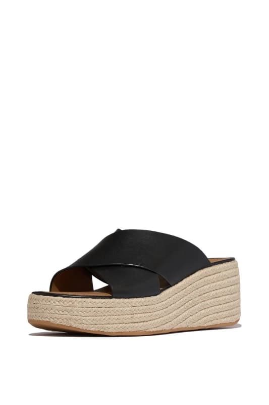 FitFlop Womens Platfforms Espadrille Sandal in Black Size: 4 Black Female 4