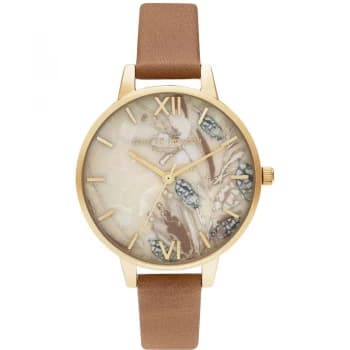 Ladies Olivia Burton Abstract Florals Honey Tan & Gold Watch