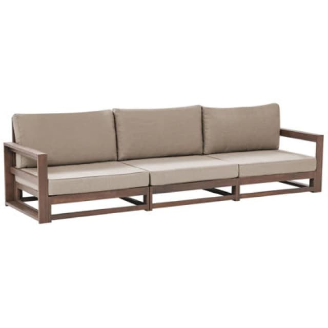 Beliani Garden Sofa 3 Seater Timor Modular Certified Acacia Wood Dark Brown