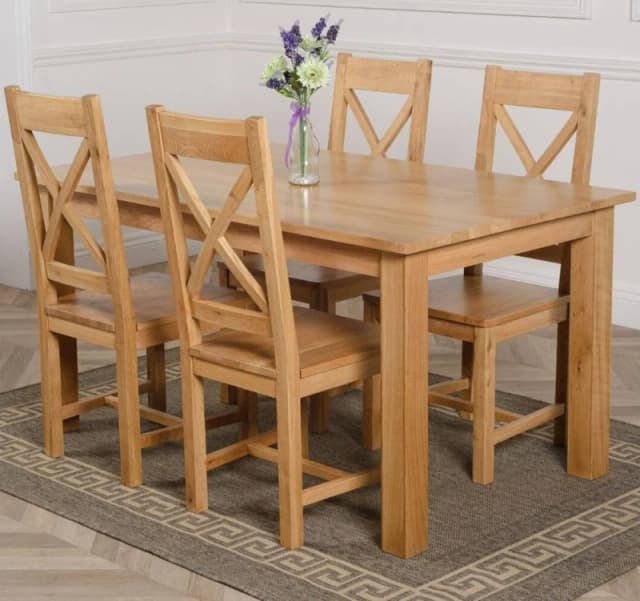 Thats Furniture Oslo 150 x 90cm Medium Oak Dining Table & 4 Berkeley Chairs in Brown Brown Unisex 150 x 90 cm