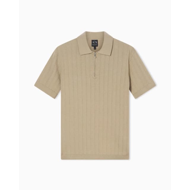 Armani Exchange Mens Knitted Polo Shirt Winter Beige male S
