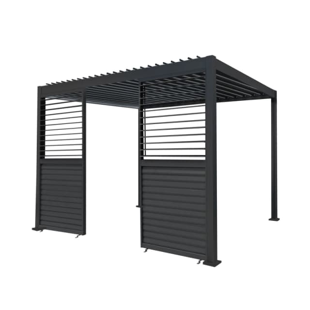 Monstershop Anthracite Aluminium Pergola With 2 x Shutter Panels - 3m x 3m in Grey Grey Unisex