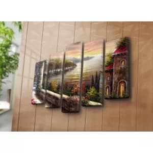 5PATK-189 Multicolor Decorative Canvas Painting (5 Pieces)