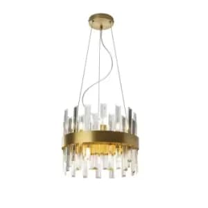 Schuller Grace 10 Light Pendant Ceiling Light Brushed Gold, Transparent, G9