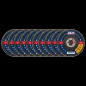 Sealey 120Grit Flap Discs Aluminium Oxide 115mm 22mm Bore - Pack of 10 - FD11512