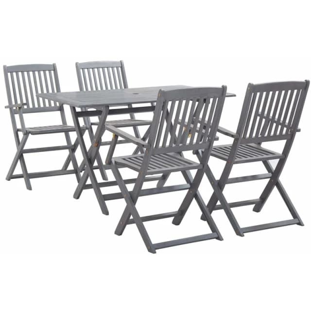 VIDAXL 5 Piece Garden Dining Set Solid Acacia Wood Grey Vidaxl 278921