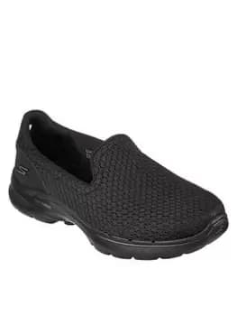 Skechers Go Walk 6 Sea Coast Plimsolls, Black, Size 3, Women