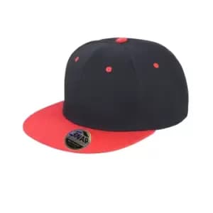 Result Unisex Core Bronx Original Flat Peak Snapback Dual Colour Cap (Pack of 2) (One Size) (Black/Red)