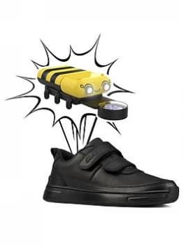 Clarks Kids Vibrant Glow Light Up Strap School Shoe - Black Leather, Size 12 Younger