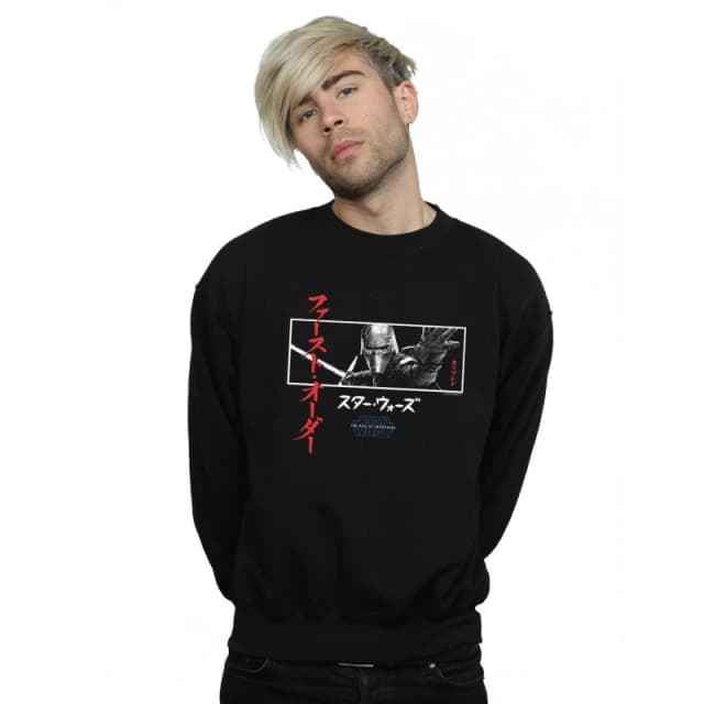 Disney Men Kylo Ren Katakana Art Stripe Sweatshirt in Black Size: Small Black S Male 5059400142297