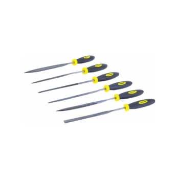 24615 6pc 140mm Needle File Set Rubber Grip - Rolson