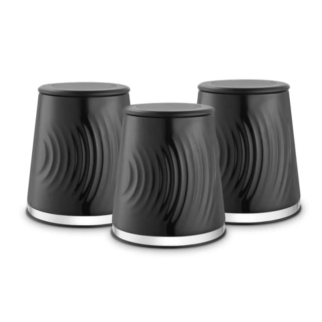 Tower Tower - T826220BLK Sonar Set of 3 Canisters, Tea/Coffee/Sugar, 1.3L Capacity, Black T826220BLK