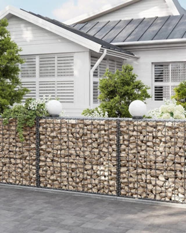 Songmics Gabion Stone Wire Dia 4mm Mesh Size 10 X 5Cm Galvanized 100 X 80 X 30Cm Ggb183