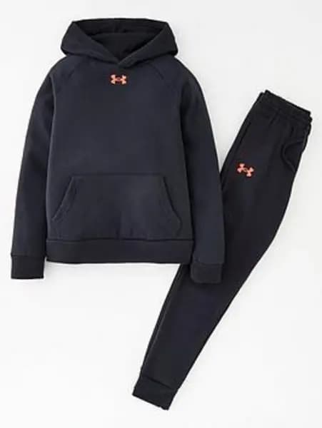 Under Armour Boys Rival Fleece Tracksuit - Black Size L=11-12 Years