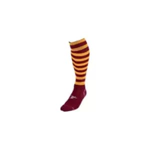 Precision Unisex Adult Pro Hooped Football Socks (7 UK-11 UK) (Maroon/Amber Glow)
