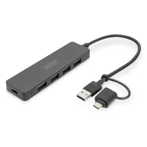 Digitus Digitus DA-70235 USB 3.0 hub + USB C connector Black DA-70235