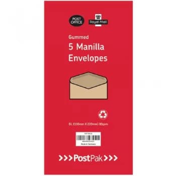 Envelopes Dl Gummed Manilla 70Gsm Pack of 250 POF27432