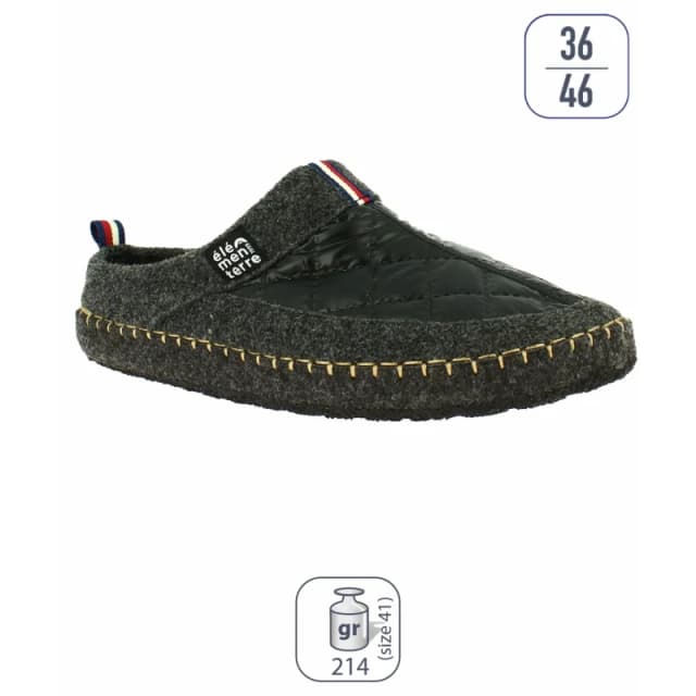 Mixed quilted felt slippers Elementerre Oniealaise Noir Unisex 38