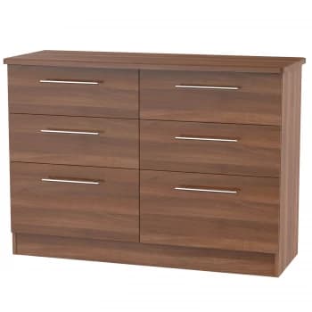 Robert Dyas Edina Ready Assembled 6-Drawer Midi Chest of Drawers - Walnut