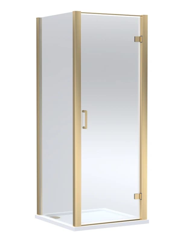 Balterley Hinged Shower Door & Tray Pack: 800x800mm Brushed Brass/White in Metallics Metallics Unisex