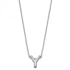 Initial Y Plain Silver Initial Necklace N4452