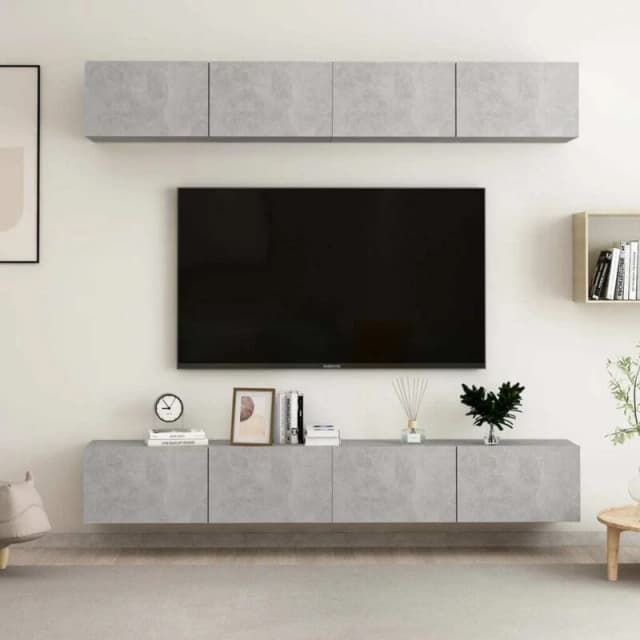 VIDAXL Vidaxl - tv Cabinets 4 pcs Concrete Grey 100x30x30cm Engineered Wood 8720286573549