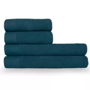 Textured Weave 4 Piece Hand/Sheet Towel Set Blue