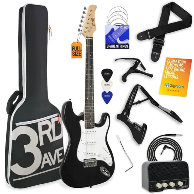 3rd Avenue Full Size Electric Guitar Pack with Amp Black unisex Full Size