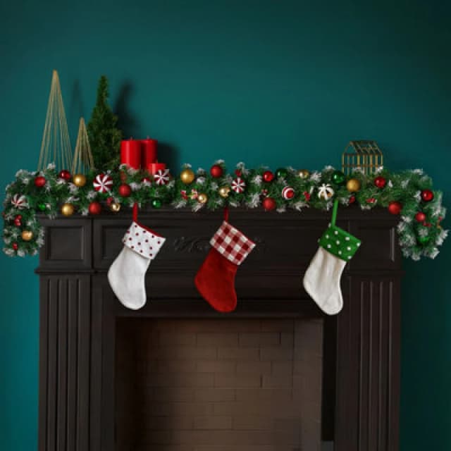 Neo 2M Candy Cane Baubles Garland Festive Foliage Garland Wreath Pvc Christmas Decoration