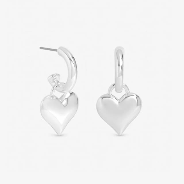 Mood Silver Plated Polished Heart Hoops Silver female One Size
