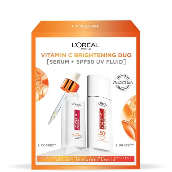 LOreal Paris Revitalift Pure Vitamin C Serum and SPF 50+ Invisible Fluid Face Duo