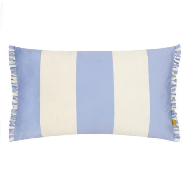 Furn furn. Araya Striped Velvet Polyester Filled Cushion in Blue Size: 30cm x 50cm Blue 30cm x 50cm Unisex 5025532799029