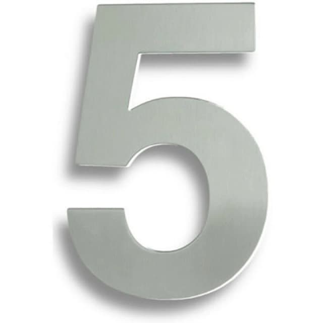 Loops 178mm Front Door Numerals '5' 150mm Fixing Centres Satin Stainless Steel Metallics