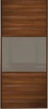 Wickes Sliding Wardrobe Door Wideline Walnut Panel and Cappuccino Glass - 2220 x 762mm