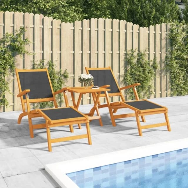 VIDAXL Outdoor Deck Chairs 2 pcs Solid Wood Acacia and Textilene Vidaxl 8720287177807