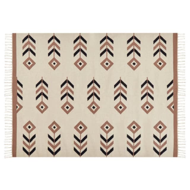 Beliani Rug Niavan Beige 140 X 200 Cm Cotton Kilim