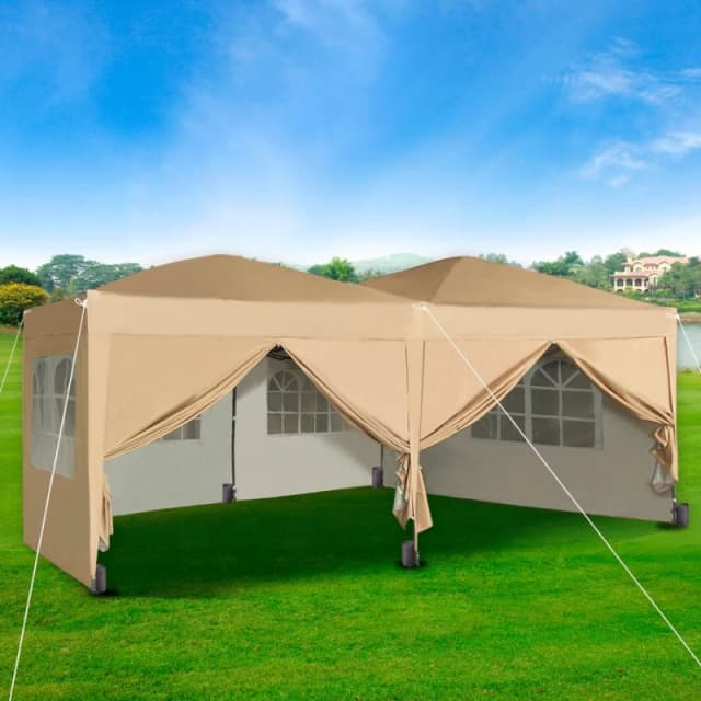 MCC Direct 3x6m Pop Up Gazebo With Removable Sides and Storage Bag Beige