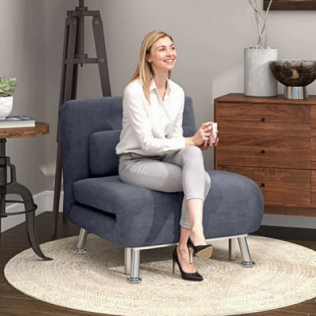 HOMCOM Single Folding 5 Position Convertible Sleeper Chair Charcoal Grey 833-066V72CG