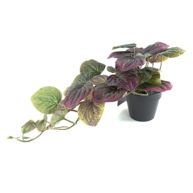 Leaf 35cm Artificial Trailing Purple Potted Pothos Plant Purple