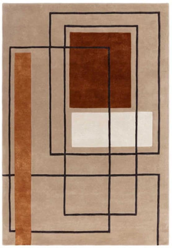 Modern Terracotta Handmade Geometric Wool Easy To Clean Rug For Bedroom & Living Room-120Cm X 170Cm