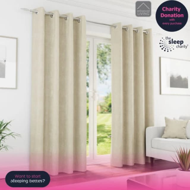 Enhanced Living Enhanced Living Knightsbridge Cream Chenille Eyelet 100% Blackout Curtains 46 X 72" (117X183Cm) Thermal Noise Reducing