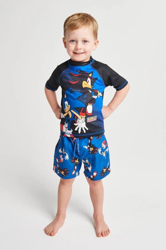 Brand Threads Sonic vs Shadow Rash Vest & Shorts in Blue Size: 5-6 Years Blue Unisex 5-6 Years