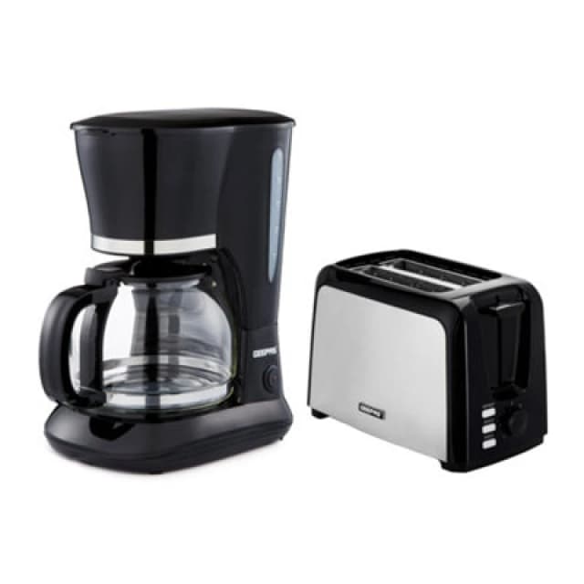 Geepas 1.5L Filter Coffee Machine 800W & 2 Slice Toaster Combo Set