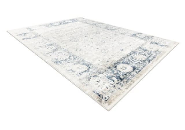 RugsX Distin 0843A White / Navy Blue / Blue Modern Carpet - Ornament, Frame, 80X150 Cm
