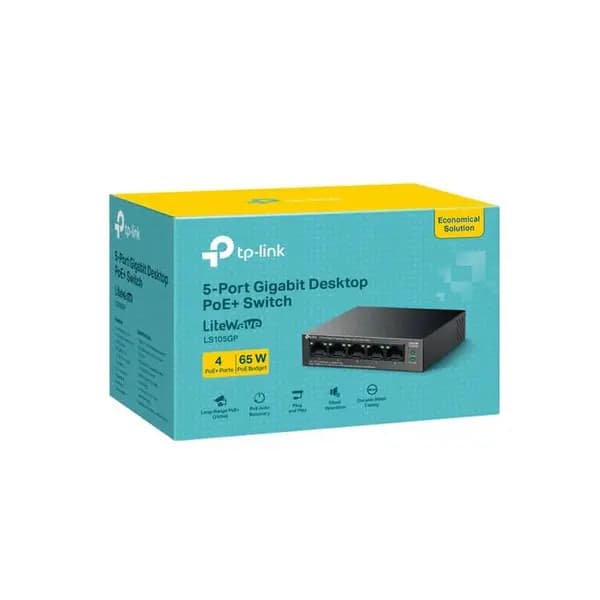TP Link LiteWave 5-Port Gigabit Desktop Switch with 4-Port PoE+ LS105GP